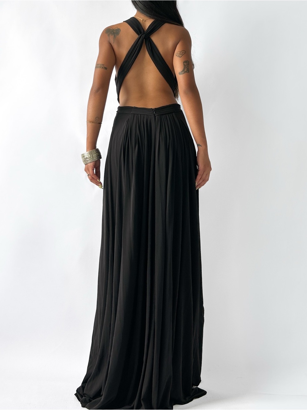 BCBGMaxAzria Backless Maxi Gown with Jeweled Waist - Picture 2 of 4